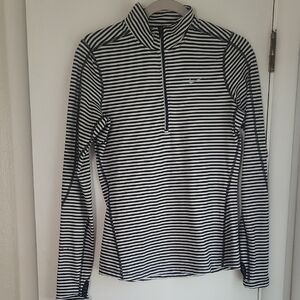 Nike Black and White Fitted Long Sleeve Polo